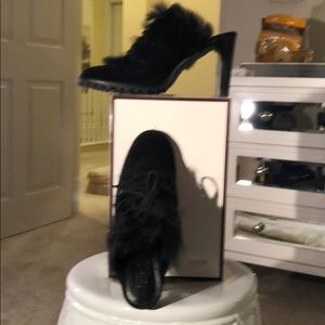 COACH black suede close toe mule